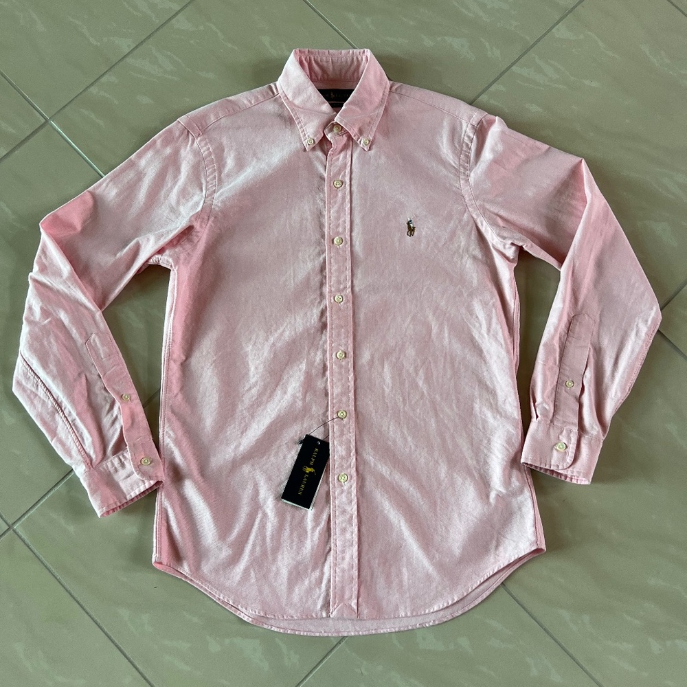 #2315 Ralph Lauren Ment Pink Long-Sleeve Pony Logo Cotton Shirt S/P NWT